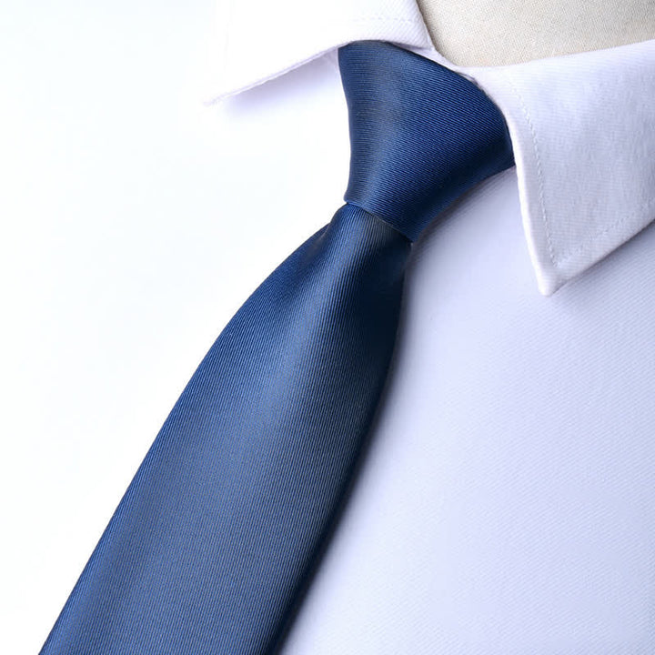 Men's Solid Color Zipper Tie Adjustable Necktie - Matte Navy - image 19