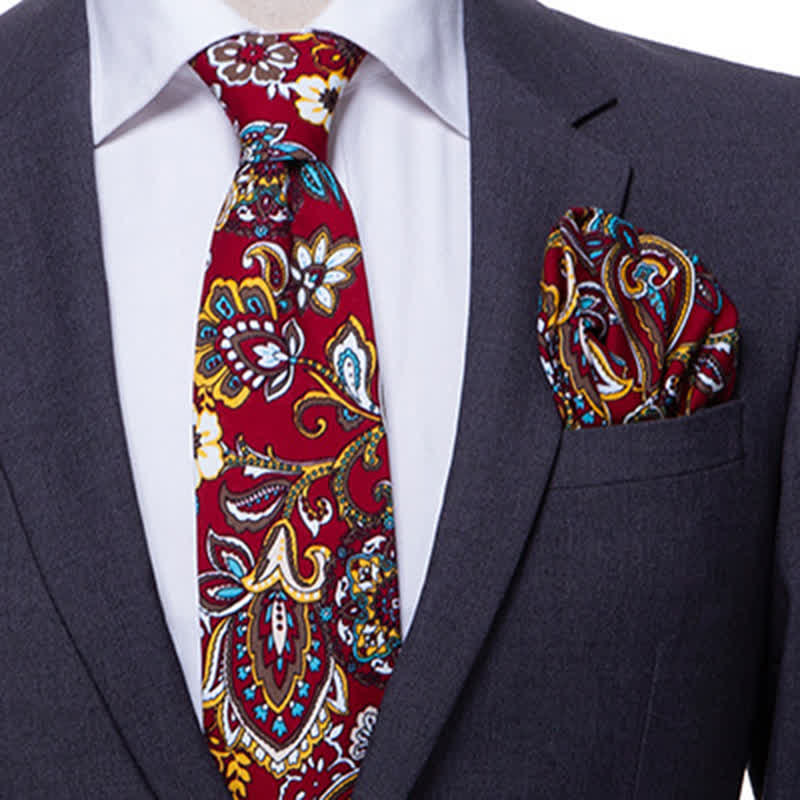 2Pcs Men's Paisley Floral Necktie Set - image 0
