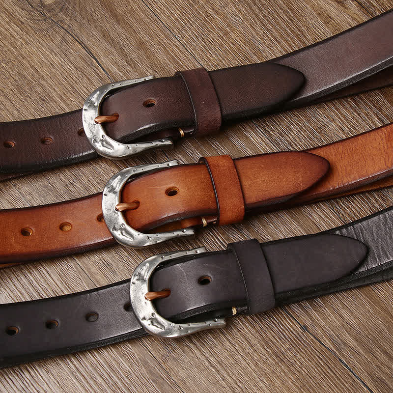 Men's Classic Vintage Carved Buckle Leather Belt - image 1