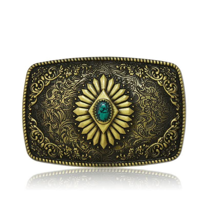 Men's DIY Square Turquoise Western Buckle Leather Belt - image 6