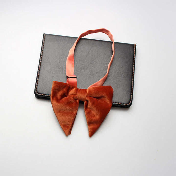 Men's Velvet Oversized Pointed Wedding Bow Tie - Orange - image 7