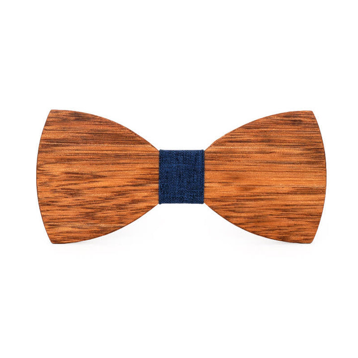 Men's Vintage Begonia Wooden Bow Tie - Navy - image 8