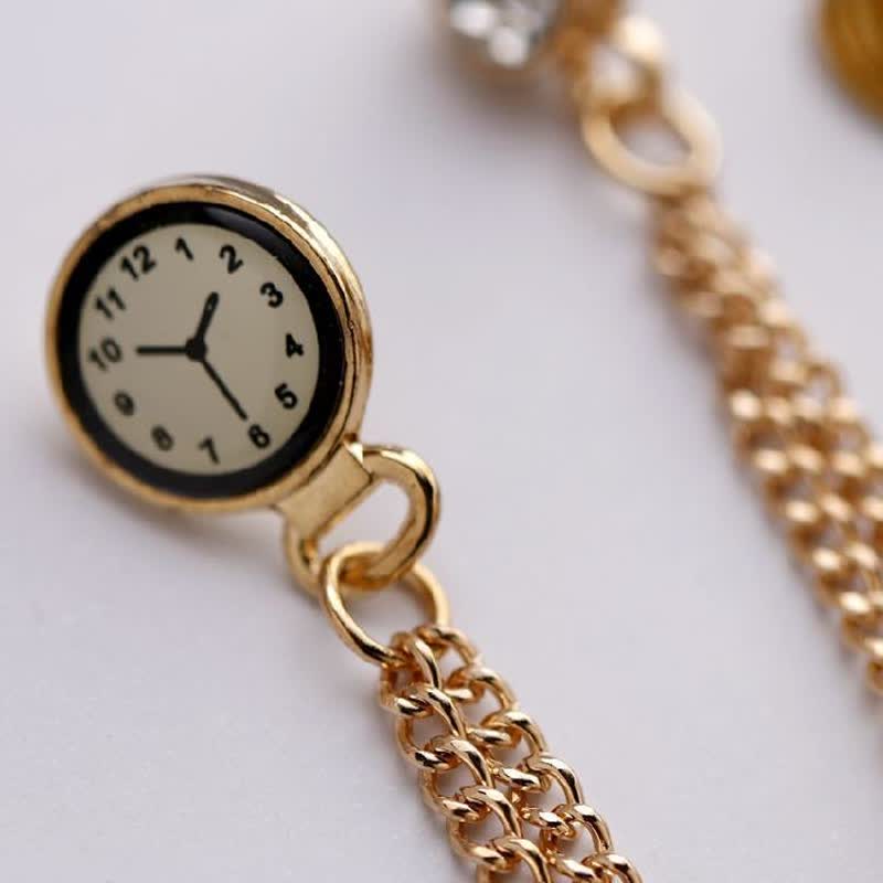 Men's Vintage Badge Clock Chain Brooch - image 3