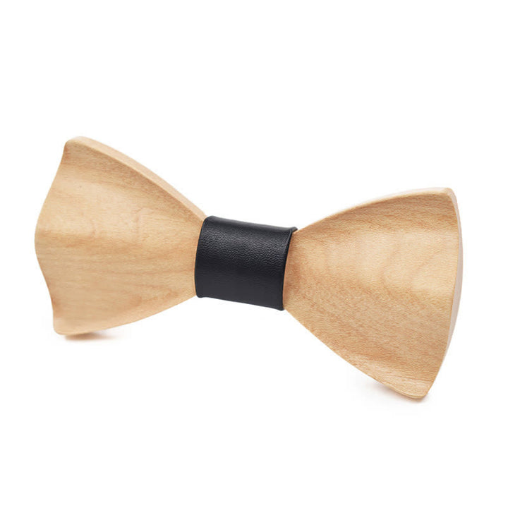Men's Classic Maple Wooden Bow Tie - White #1 - image 13