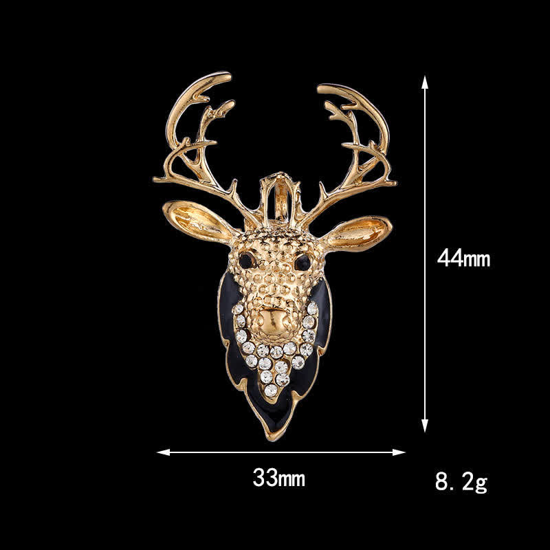 Men's Bling Elk Deer Head Brooch - image 2