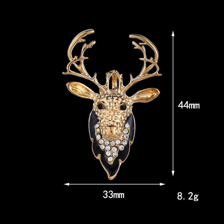 Men's Bling Elk Deer Head Brooch - image 2