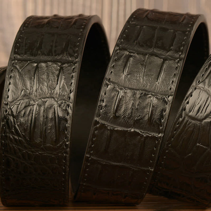 Men's Eagle Head Crocodile Embossed Leather Belt - image 9