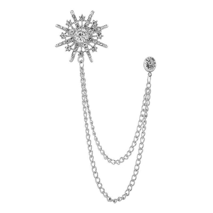 Men's Glittering Octagon Star Tassel Brooch - image 7