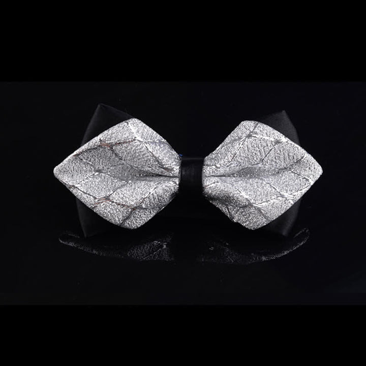 Men's Bling Diamond Pointy Tuxedo Bow Tie - White - image 1