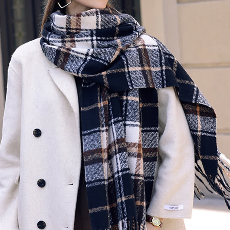 Women's Daily Knit Woven Tartan Checker Scarf - image 13