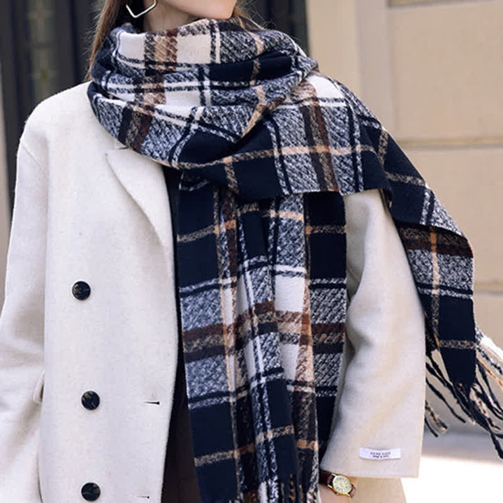 Women's Daily Knit Woven Tartan Checker Scarf - image 13