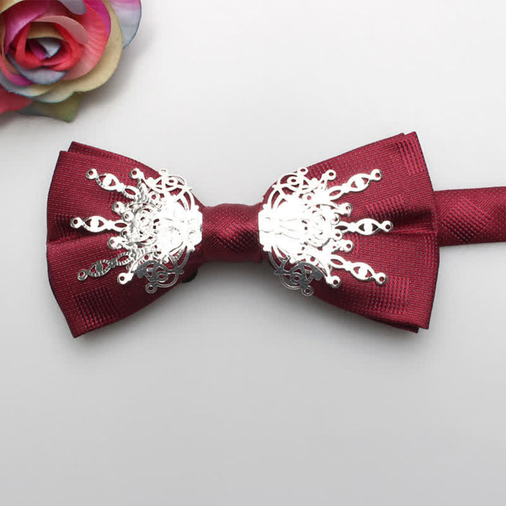 Men's Mosaic Bling Sunburst Bow Tie - Red & Silver - image 1
