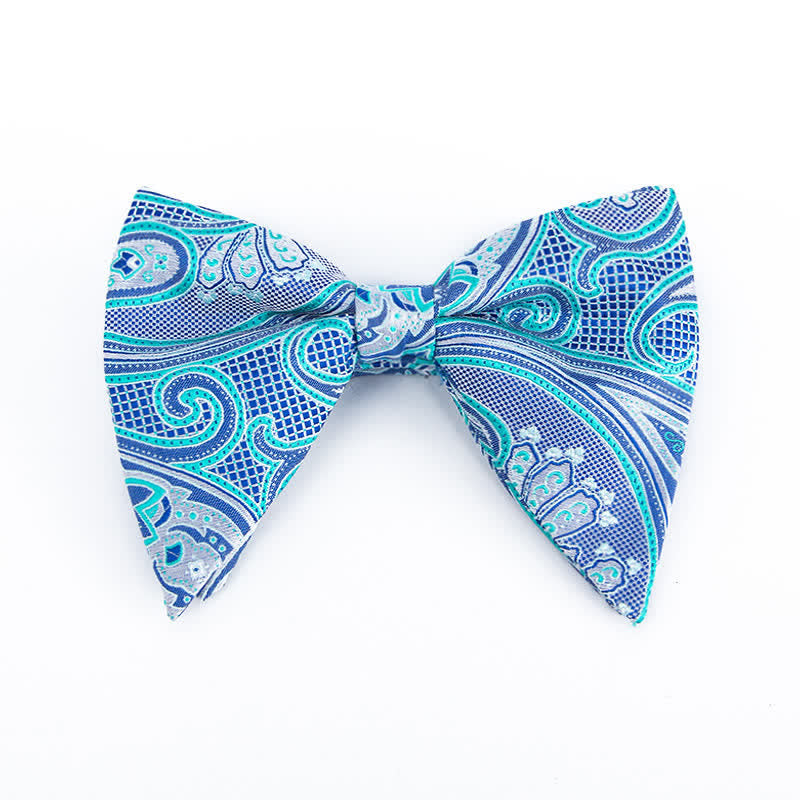 Men's Colorful Paisley Oversized Pointed Bow Tie - Blue #4 - image 15
