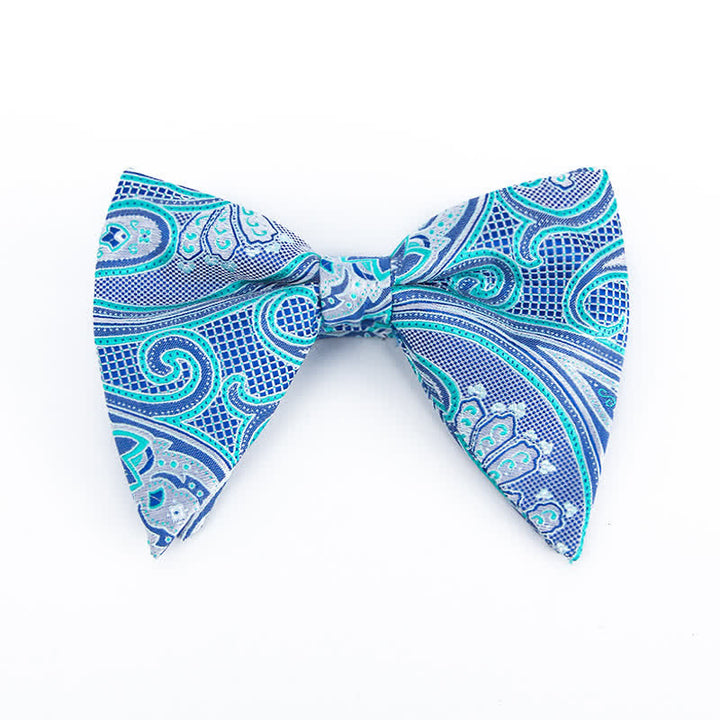 Men's Colorful Paisley Oversized Pointed Bow Tie - Blue #4 - image 15