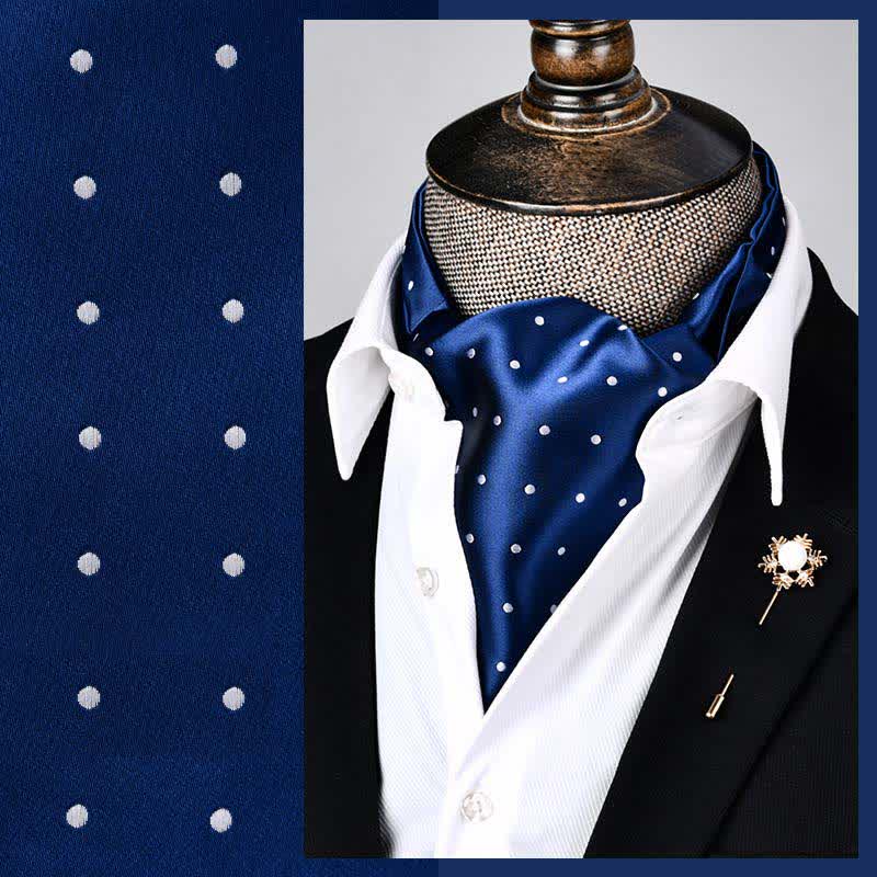 RoyalBlue Modern Grandeur Floral Ascot Polka Dots Cravat - RoyalBlue - image 0