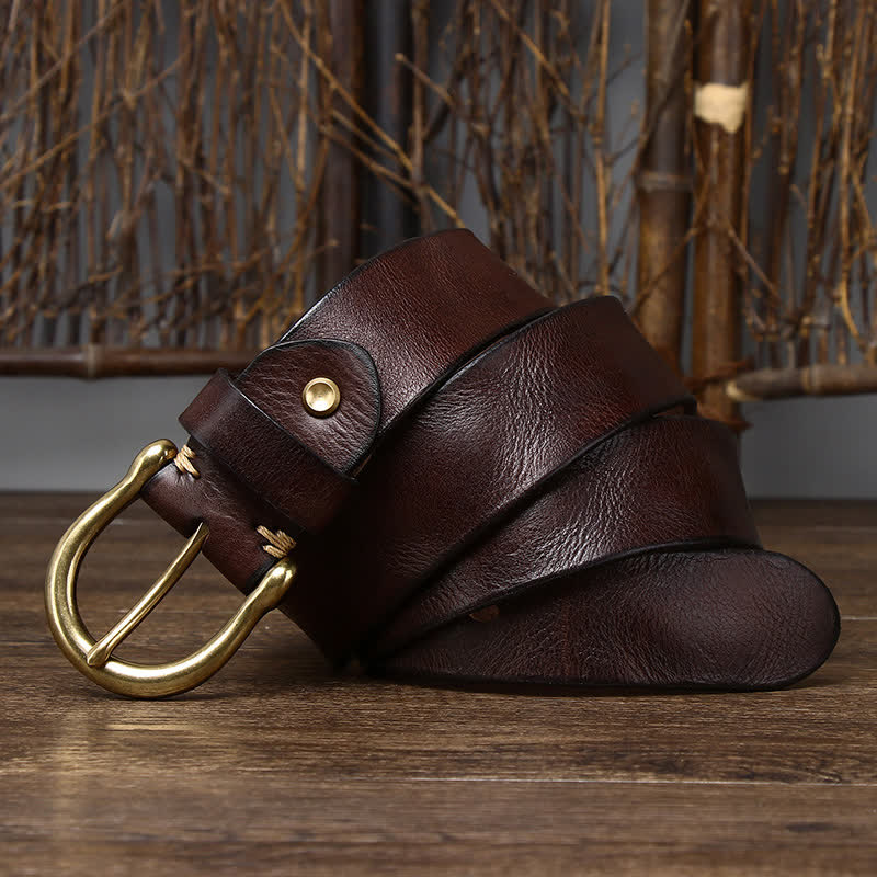 Men's Trend Worn-out Wrinkled Leather Belt - image 3