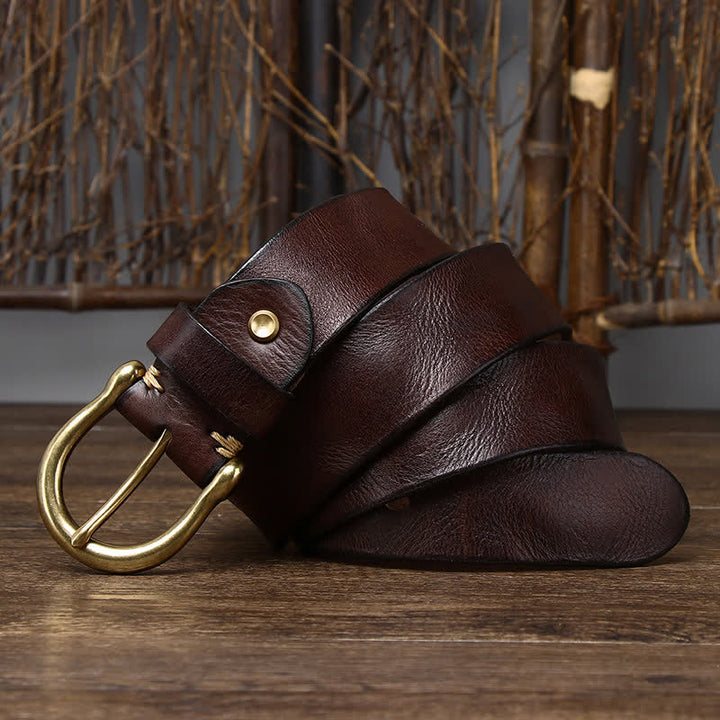 Men's Trend Worn-out Wrinkled Leather Belt - image 3