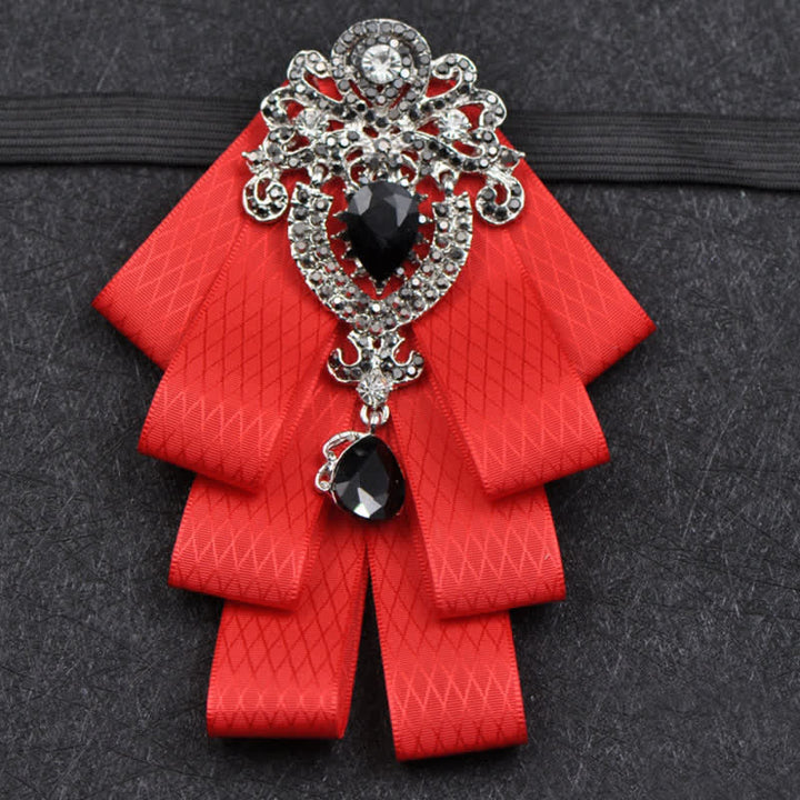 3Pcs Plaid Black Rhinestone Bow Tie Set - image 6