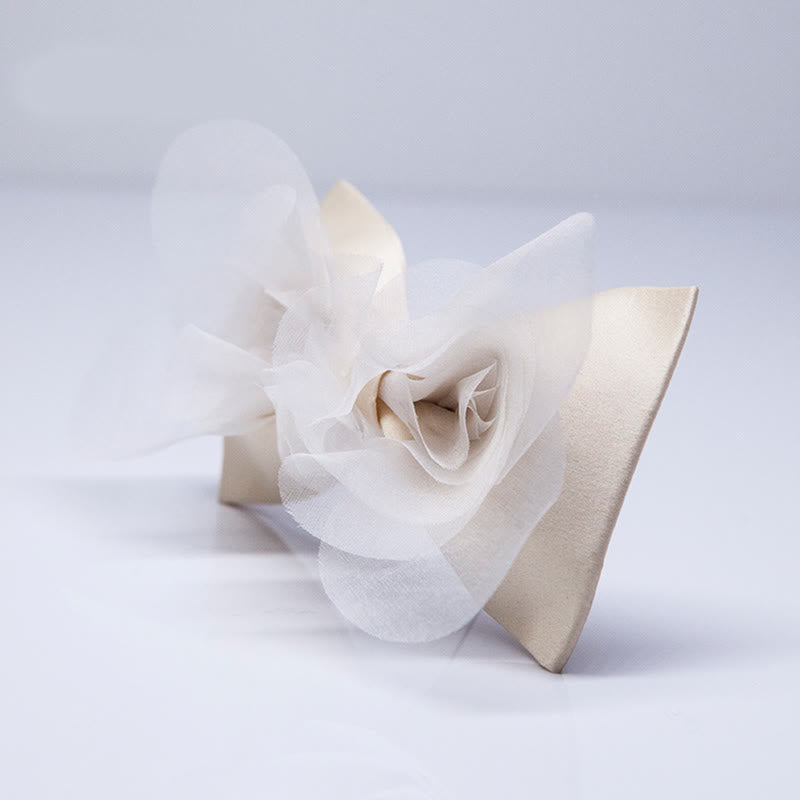 Men's Classy Warm Ivory White Organza Bow Tie - image 1