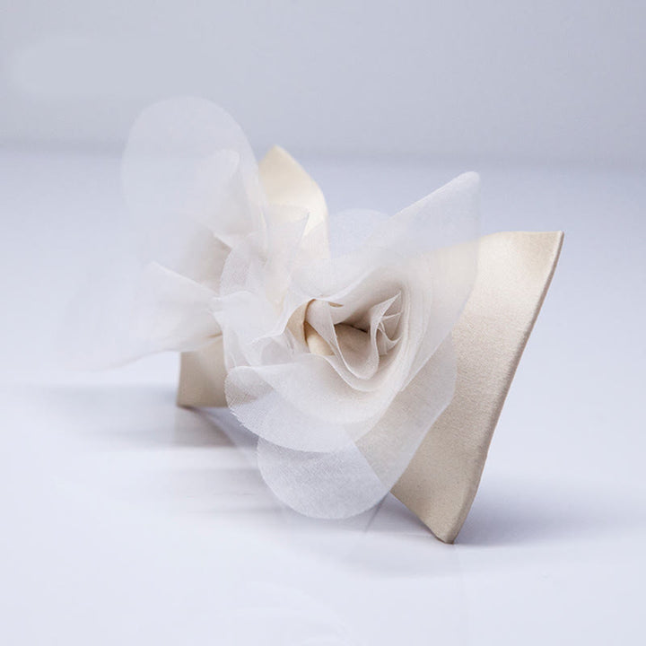 Men's Classy Warm Ivory White Organza Bow Tie - image 1