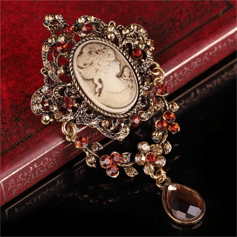 Women's Maiden Cameo Teardrop Brooch - image 1