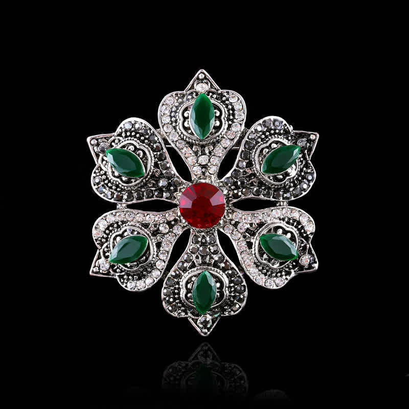Women's Baroque Palace Crystal Brooch - Green Lotus - image 9