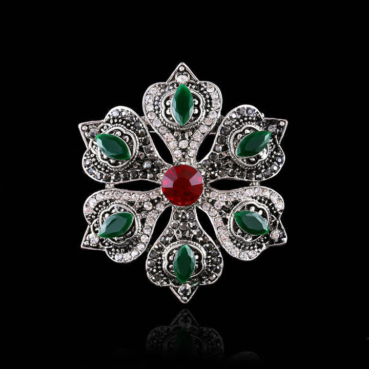 Women's Baroque Palace Crystal Brooch - Green Lotus - image 9