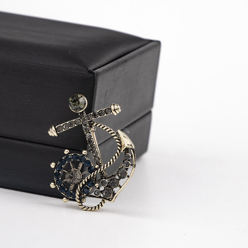 Men's Helmsman Navy Anchor Brooch - Black - image 2