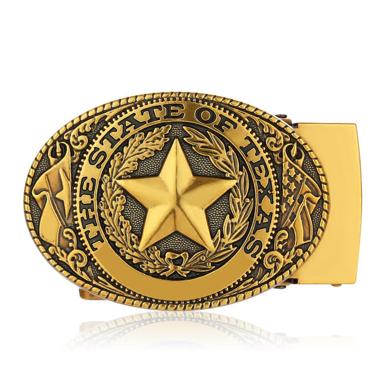 Men's DIY Texas Pentagram Automatic Buckle Leather Belt - image 11