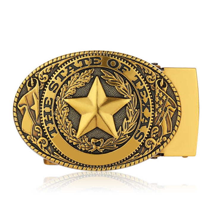 Men's DIY Texas Pentagram Automatic Buckle Leather Belt - image 11