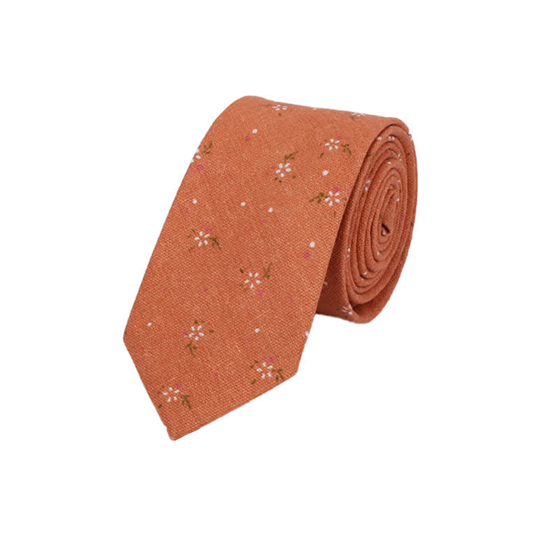 Men's Elegant Floral Skinny Necktie - Orange - image 7