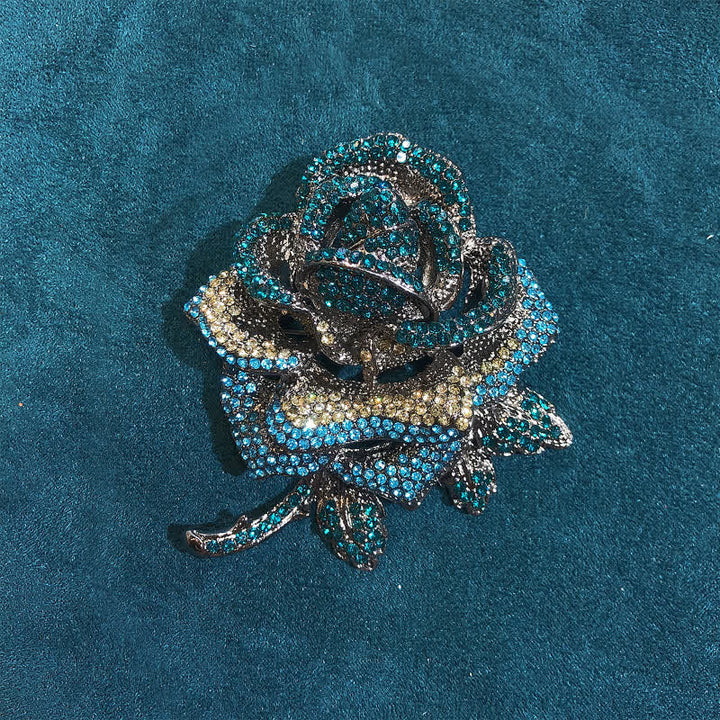 Women's Classy Rose Rhinestone Brooch - Blue - image 5