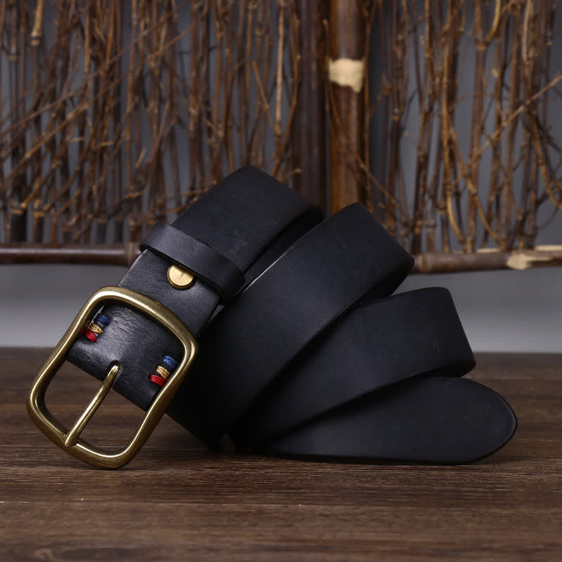 Men's Vintage Thicken Pure Cowhide Leather Belt - image 6