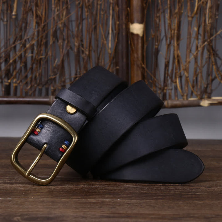 Men's Vintage Thicken Pure Cowhide Leather Belt - image 6