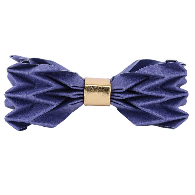 Men's Creative Environmental Kraft Paper Bow Tie - Blue And Gold - image 17