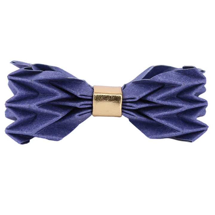Men's Creative Environmental Kraft Paper Bow Tie - Blue And Gold - image 17