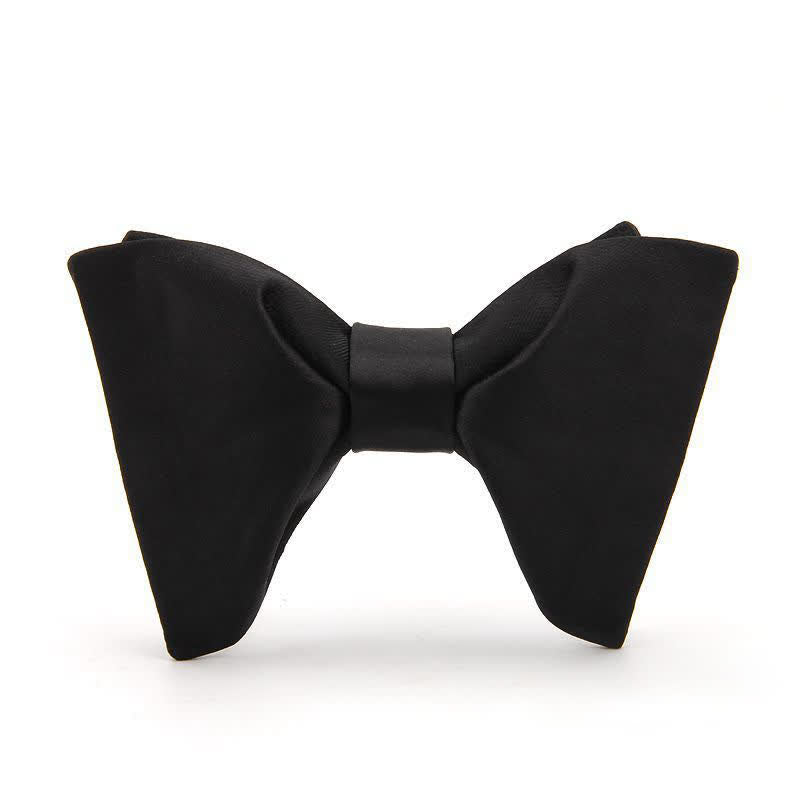 Men's Paisley Solid Color Oversized Pointed Bow Tie - Solid Black - image 3