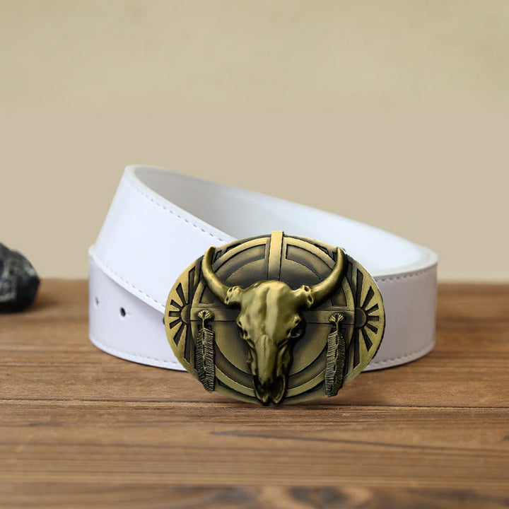 Men's DIY Buckle Leather Belt - Bronze - White PU Belt (40) - image 9